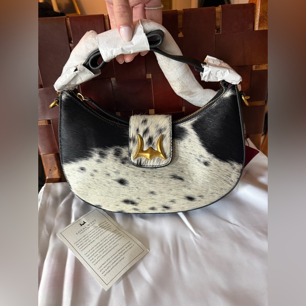 Myra Bag Black and White Cowhide Shoulder Bag